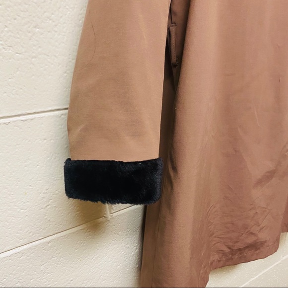 London Fog Fur Lined Collar Long Coat Jacket - Picture 9 of 12